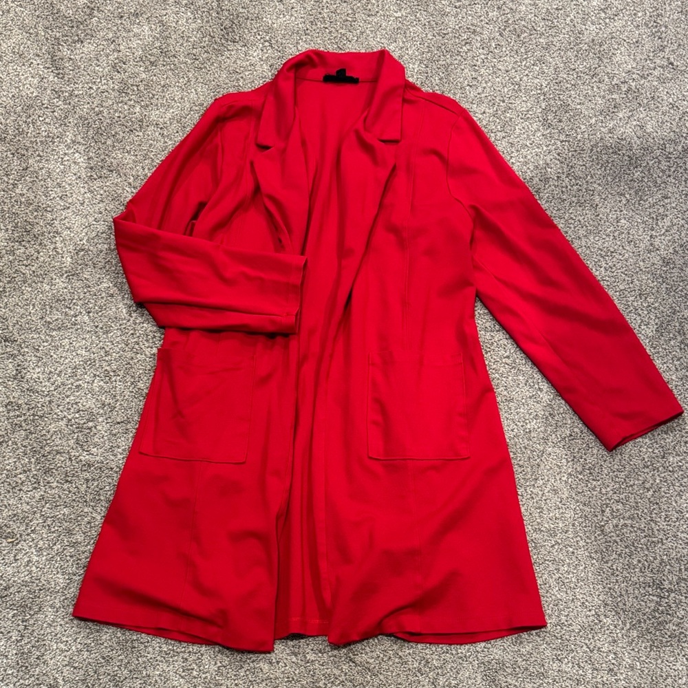 Red Women's Open Front Blazer Jacket